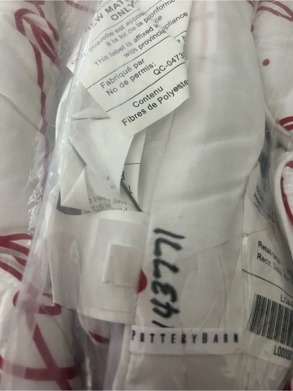 Pottery Barn Sentiment Christmas Holiday Comforter Full Queen Sample NWOT